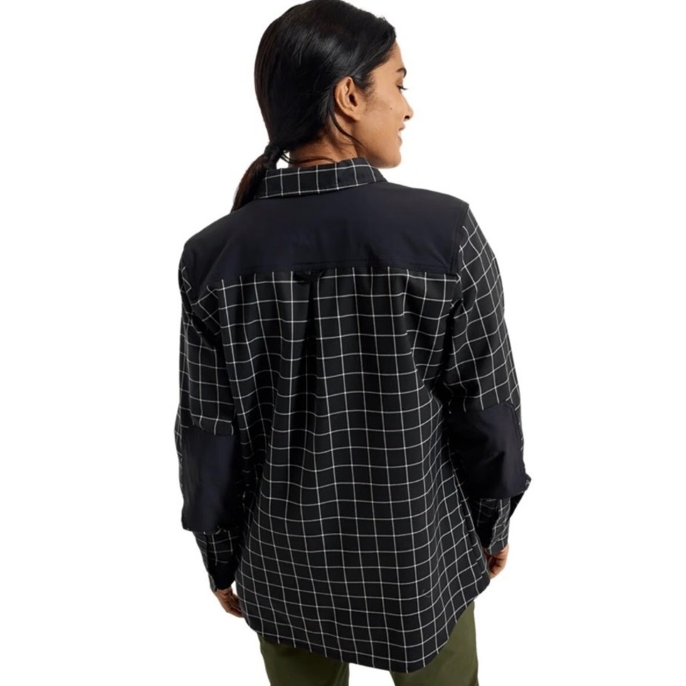 Burton Grace Stretch Performance Flannel Shirt Women Medium Black Layer Active